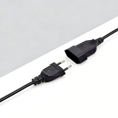 Vaniika Flache Eurokupplung 230V, 2 Stück Schwarz Kupplung Flach Mit 20 cm Verbindungskabel Für Stecker Typ C Und Typ F Für Stecker