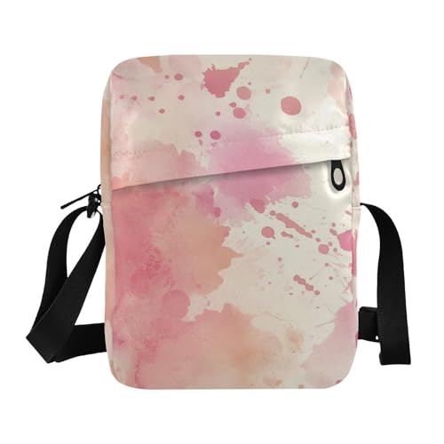 KLL Watercolor Abstract Splash-ink Peach messenger bags for women Vegan Leather men's shoulder bag Casual Shoulder Hand Bag For Woman