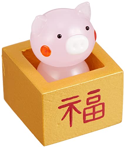 かわいい ブタ 手作り ガラス細工 金の枡入り ブタ CYK1208