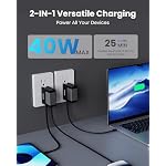 40W GaN Retractable USB Wall Charger, 33.5in Type-C Cable, 2 USB C - Image 3