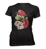 Damen T-Shirt Lady Fit Zombie Mario Mushroom Game Over Spiel