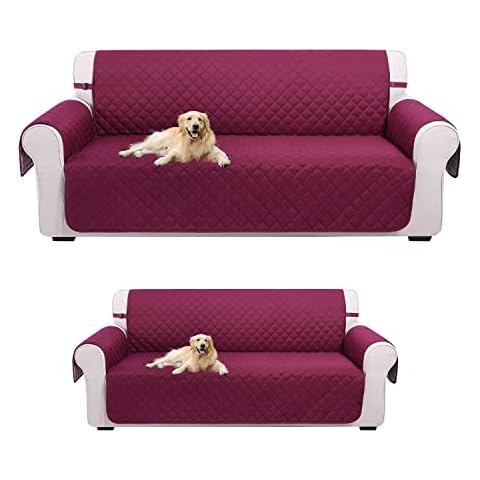 UNICE Home Reversible Sofa Cover Bundle XL Sofa Cover(Sofa+XL Sofa, Burgundy) Cover