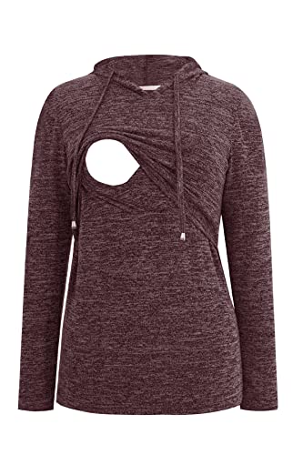 Image of Smallshow Women's Nursing Tops Long Sleeve Breastfeeding Shirt Hoodie