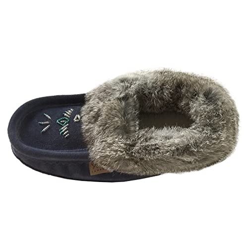 Laurentian Chief Women's Rabbit Fur Fleece Lined Moccasin2