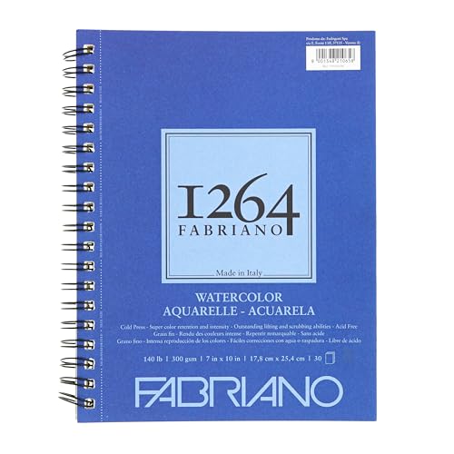 Listado de Papel para acuarela que puedes comprar esta semana. 47 Fabriano 1264 - Almohadilla de acuarela, 7 x 10 pulgadas, color blanco brillante