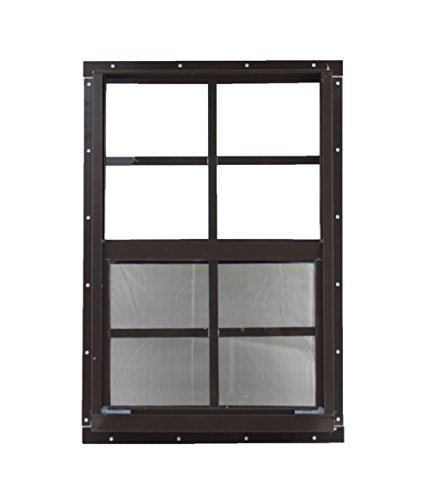 14" w x 21" t Brown Flush Aluminum shed Windows Tempered Glass Vertical Slider with Screen - Image 3