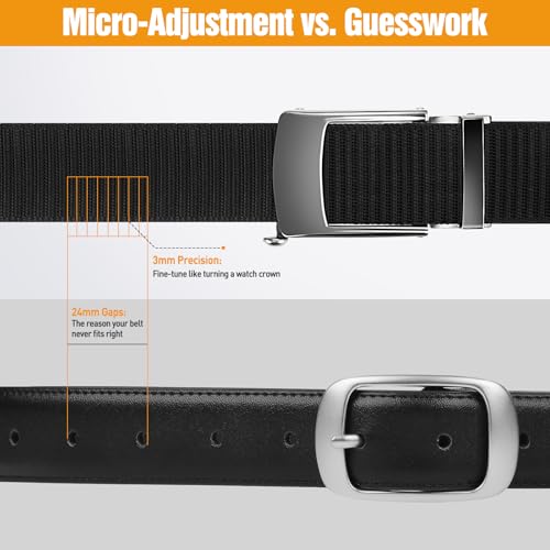 Ratchet Belt for Men – 1 3/8" Nylon Web Click Belt with Slide Buckle, Adjustable No-Hole for Casual, EDC, Workwear4