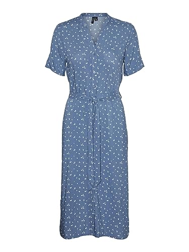 VERO MODA Damen Vmvica S/S Shirt Dress Ga Wvn Noos, Captains Blue/Aop:liva,...