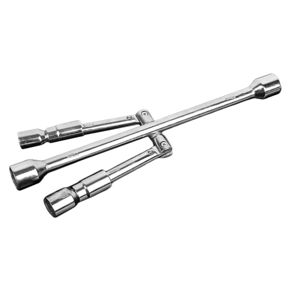 EXCEART Chiave Croce Pieghevole per Dadi Ruota in Acciaio, 4 Vie, Argento, per Manutenzione e Riparazione Pneumatici Auto, Chiave per Ruote Auto