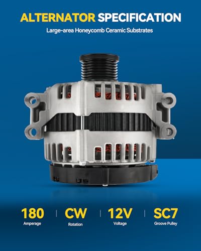 Image of PHILTOP New 11302N Alternator 180A Compatible with BMW 335i 2007-2010 | Alternator for 535i 2008-2010, 535xi 2008, 135i 2008-2010, 335xi 2007-2008, 1 Series M 2011, 11302N 12V 180Amp CW SC7