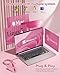 JoyReken 4-Port USB 3.0 Hub, FlyingVHUB Vertical Data USB Hub with 2 ft Extended Cable, for Mac, PC, Xbox One, PS4, PS5, iMac, Surface Pro, XPS, Laptop, Desktop, Flash Drive, Mobile HDD(Pink)