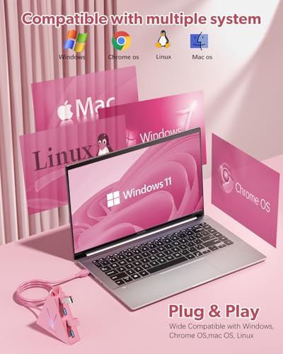 Image of Flyingvhub 4-Port Usb 3.0 Data Hub Pink