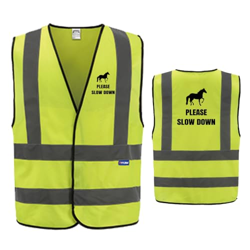 AYKRM Hi-Viz Safety Vest for Horse Riders Yellow Security Vest in 6-8XL Sizes for High Visibility, HORSE-YELLOW, 6XL