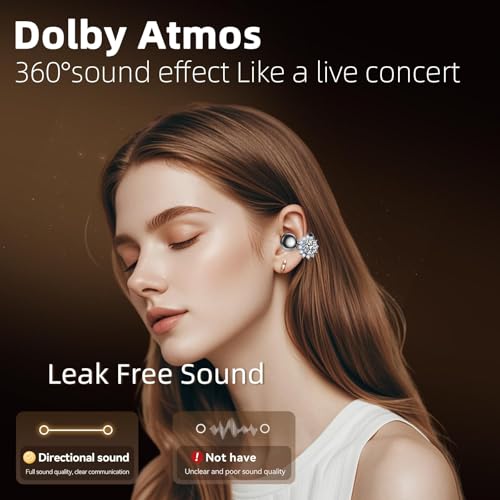 Image of Clip On Earbuds with Jewelry,Comfortable Fit Open Ear Clip-On Headphones,Wireless Bluetooth Ear Cuff Headphones for Women,Removable Clip Earbuds Accessories
