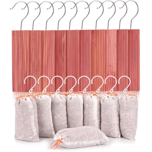 Homode Cedar Blocks, Cedar Hang Ups for Clothes Storage, Cedar Sachets for for Closets and Drawers, Fresh Scent Ceder Wood, 18 Pack