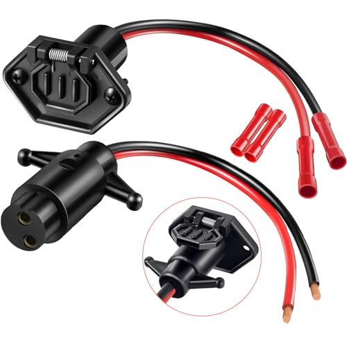 12V 10 Gauge 2 Wire Trolling Motor Plug & Receptacle Kit, Waterproof Quick Connect Socket Set, Compatible with Minn Kota Marine Boat Kayak, Male & Female Connectors (10 Gauge-2 Wire)