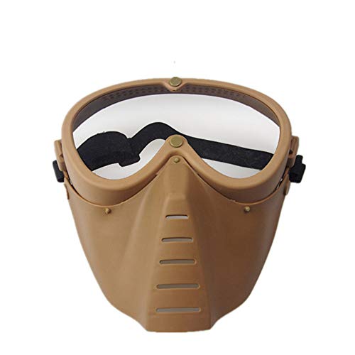 Outdoor Paintball Shooting Face Protection Gear Tactical Full Face PC Mask - Tan