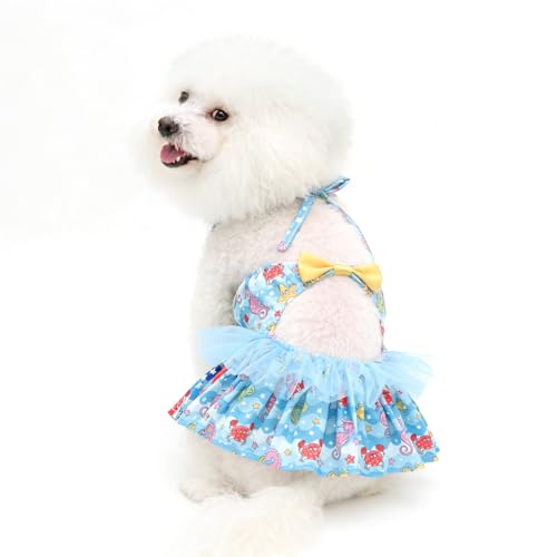 Image of CuteBone One Piece Dog Bikini Swimsuit Dress - Puppy Bathing Suit Costume for Small Dogs - Comfortable & Stylish Pet Clothes for Summer Pool, Beach & Play LTDB10XXS