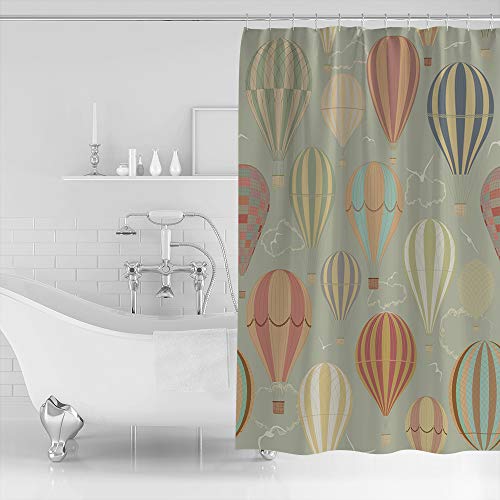 Charmhome Waterproof Washable Fabric Shower Curtain, 72 X 72 Striped Hot Air Balloon Shower Curtain For Bathroom Decor With 12 Hooks #TOP1