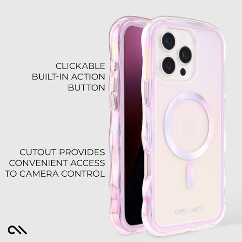 Case-Mate Soap Bubble iPhone 16 Pro Max Case [Compatible with MagSafe] - Stylish Phone Case with 12ft Drop Protection - Premium Magnetic Cover for iPhone 16 Pro Max - Iridescent Wavy by Case-Mate - Used condition - Image 4