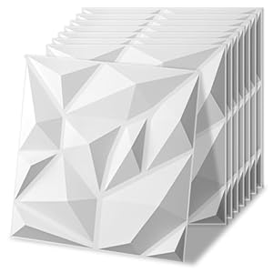 Art3d 20 Pack Decorative 3D Wall Panels for Interior Wall Decor Living Room, 11.8″x11.8″ Cover 19 Sq.Feet White PVC Panels for Bedroom TV Background Gaming Room Decor