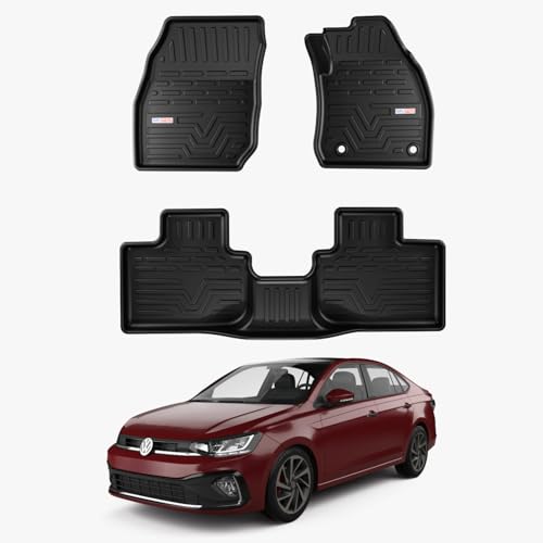 Image of TPE Car Floor Mat for Virtus (2022 Onwards) Custom Fit, Heavy Duty & Anti Slip 3D Foot Mat | Waterproof & Dustproof & All Weather Protection | Easy Clean Car Virtus Floor Mat
