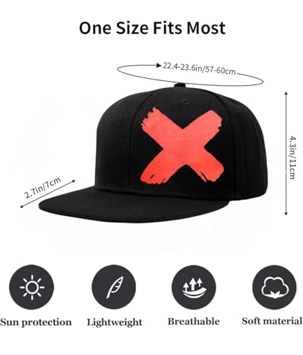 Image of Tai & Zai Black Snapback Hat with Printed, Adjustable Flat Brim Cap, Six Hole Breathable Design