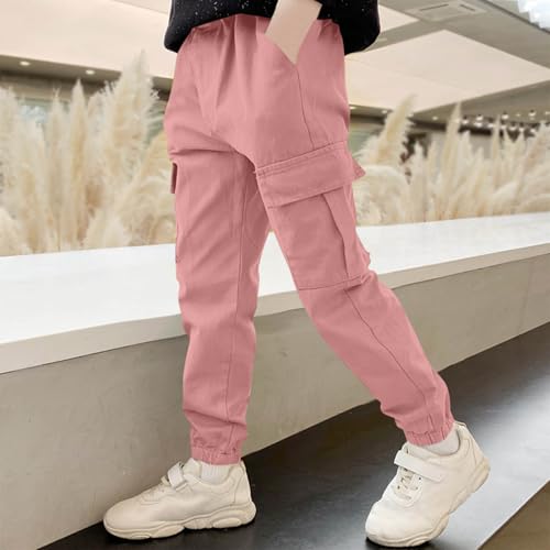 Girls Cargo Pants 2025 Cotton Loose Sweatpants Kids Straight Leg Workout Hiking Boy Outdoor Cute Joggers with Pockets2