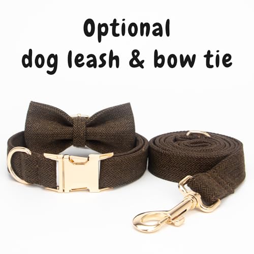 Collier pour chien personnalisé polyester boucle métal gravée café - 3