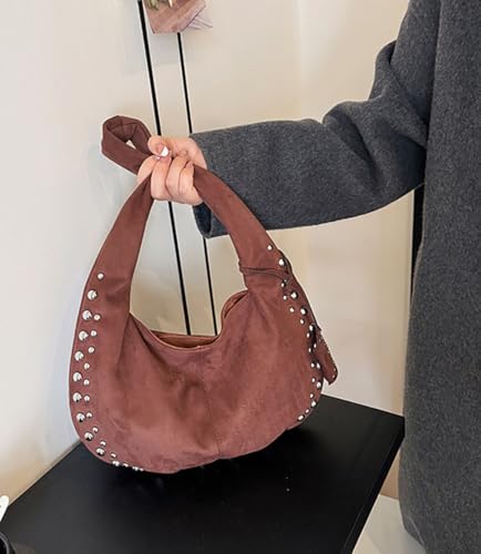 Retro Dumpling Shoulder Bag Studded Purse Convertible Carry Shoulder Purse Handbag Daily Underarm Bag2