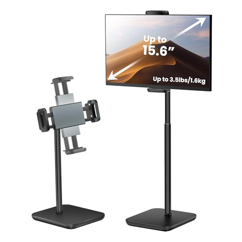Regulowany stojak na iPada z wydłużeniem wysokości 21 ", 360 ° uchwyt tabletu obrotowego dla biurka, stojak na powierzchni, przenośny stojak na monitor z tabletami i smartfonami 4,7-15.6"