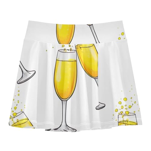 Joisal Girls' Shorts Athletic Skorts Skirts with Shorts 2 in 1 Girl Skort Champagne Yellow Wine 3t