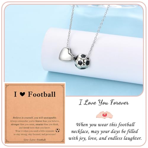 Regalos para hija adolescente con collar de fútbol de plata 3