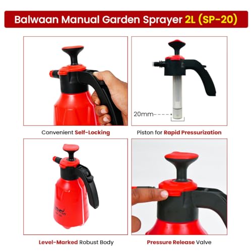 Image of Balwaan Krishi 3 in 1 Manual Sprayer with 2 Litre Tank Capacity | SP-20 | Garden Sprayer Used for Agriculture, Foaming, Car&bike wash, Pesticides, Gardening, Glass Cleaning& Disinfection