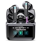 ZYHKON Wireless Earbuds with Touch Screen, Bluetooth 5.4 Headphones, ANC/ENC Noise Cancelling, 48H HiFi Stereo Bluetooth Ear Buds with 5 EQ Modes, Transparency Mode, IPX7 Earphones, Black