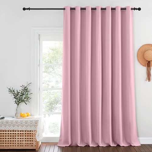 NICETOWN Privacy Room Divider Curtain Thermal Blackout Curtain for Patio Door, Living Room, Bedroom Partition and Shared Office Space, 1 Grommet Panel, Rouge Pink, 100 inch x 108 inch Long