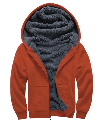 Image of SECOOD Kids Hoodie Fleece Jacket Warm Sherpa Lined Zip Up Hooded Sweatshirt Soft Winter Coat Boys Girls School Outerwear