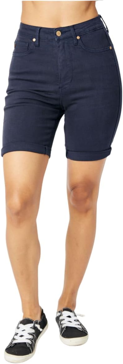 Judy Blue Navy High Rise Tummy Control Bermuda Shorts