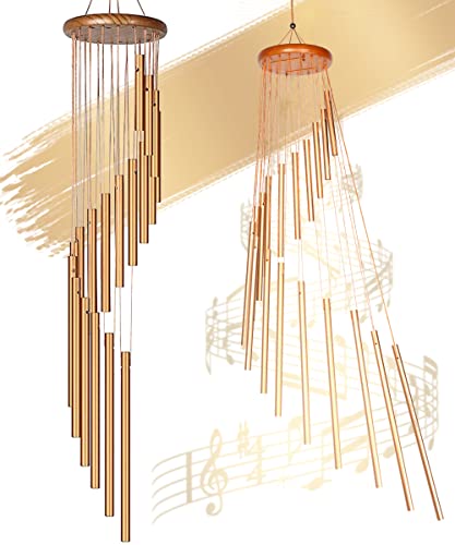 Wind Chimes, Windchimes Outdoor Hanging Wind Chimes Garden Decor Thick Metal Aluminium Alloy Tubes & Wood Top, 36 inch (Bronzed)