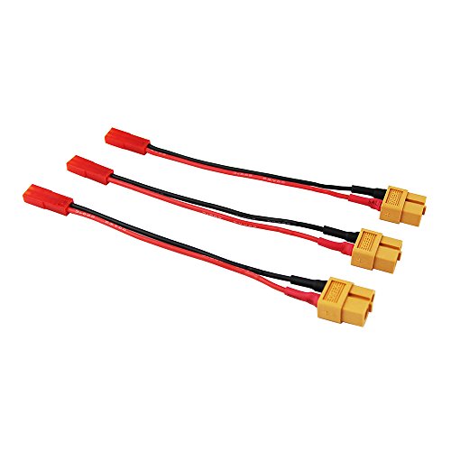 OliYin 3pcs Female XT-60 to Female JST Connector Adapter Cable LiPO XT60 3.93inch 10cm 20awg Wire(Pack of 3) Cover