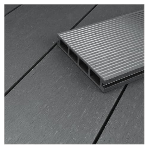 HORI WPC-Terrassendiele Kuba Hohlkammer I Terrassen-Komplettset inkl. 40x60 mm Unterkonstruktion & Clips I Wetterfest, langlebig, pflegeleicht. Fläche: 5 m² Dielenlänge:3,20 m Grau