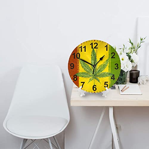 Yomane WALLCLOCK Wall Clock - Weed Marijuana Maple Leaf 10 Inch Battery Operated Silent Non Ticking Wall Clock thumb #4