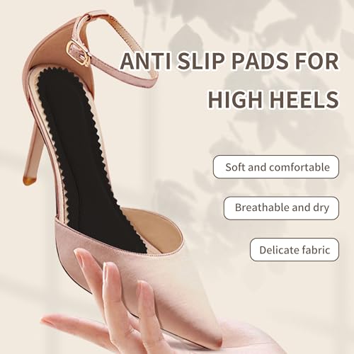 Image of SooGree Adhesive High Heel Insoles Women 3 /4 Cushioning Inserts, Anti-Slip Invisible Slim Inserts Liners Ball of Foot & Arch Support Insoles Sponge Leather Relieve Pain (4 Pairs Black)