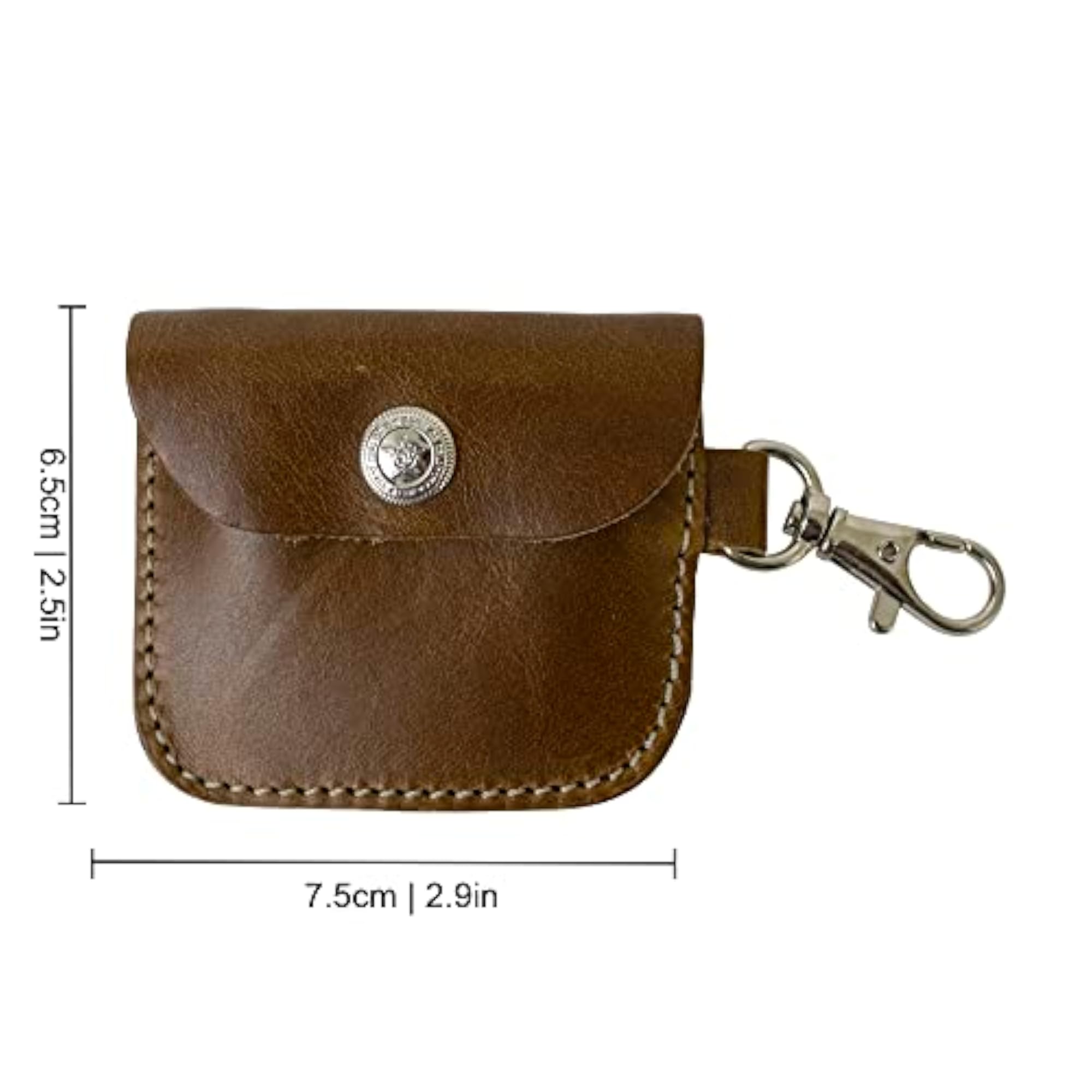 Leather Coin Pouch/Key Ring, Dark Brown