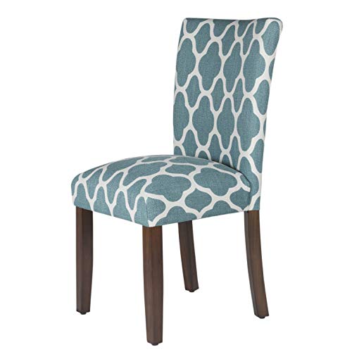 Image of HomePop Parsons Classic Upholstered Accent Dining Chair, Set of 2, Teal and Cream Geometric