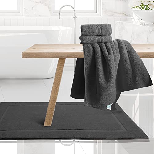 Image of Hearth & Harbor Bath Towels - 100% Ring Spun Cotton Luxury Towels - Ultra Soft & Highly Absorbent, Bathroom Towels, Floor Mat - Dark Gray