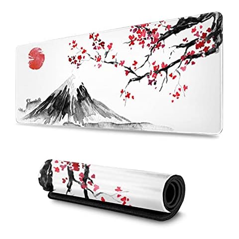 Japanese Sakura Painting Gaming Mouse Pad Large XL Long Extended Pads Big Mousepad Keyboard Mouse Mat Desk Pad Home Office Decor Accessories for Computer Pc Laptop Cover