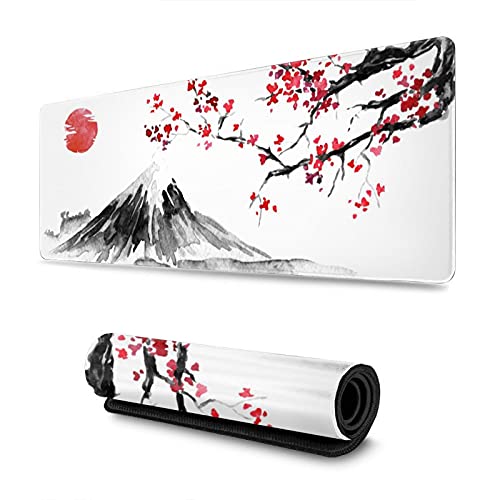 Tapis de souris de jeu japonais Sakura - Grand format XL - Tapis de souris long - Tapis de souris - Tapis de souris - Tapis de bureau - Accessoire de décoration pour ordinateur et ordinateur portable