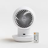 IRIS USA PCF-SC12 WOOZOO Mini Personal Oscillating Circulator Fan with Remote control White Small (9.8x7.1 inch)