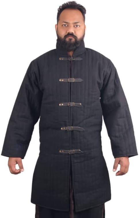 THE MEDIEVALS Abrigo de Gambeson de longitud completa acolchada medieval gruesa Aketon Chaqueta Armadura